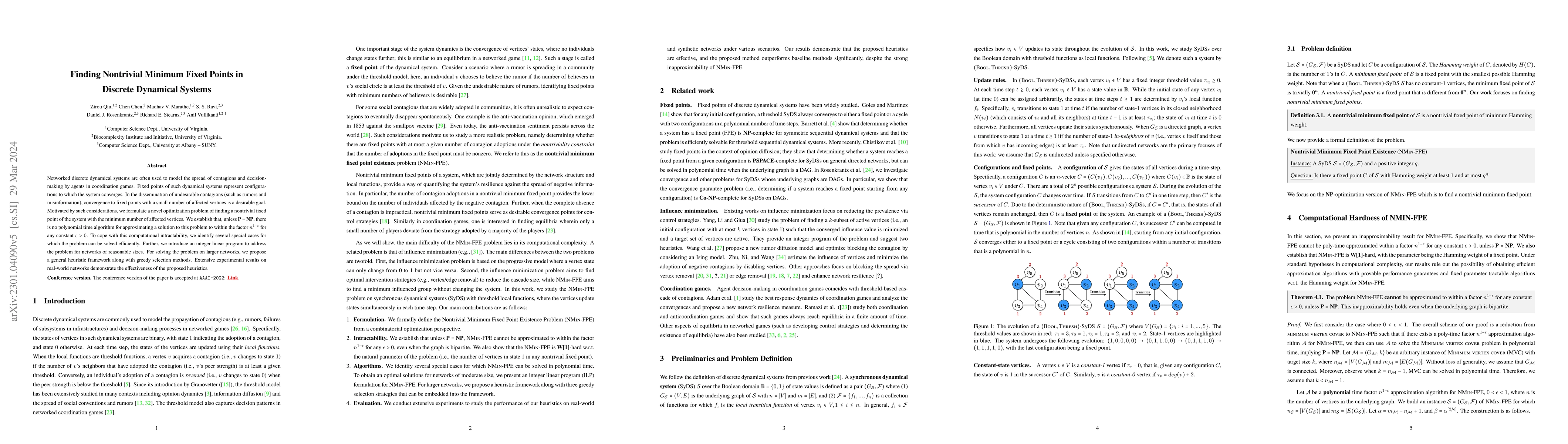 Thumbnail for Finding Nontrivial Minimum Fixed Points in Discrete Dynamical Systems