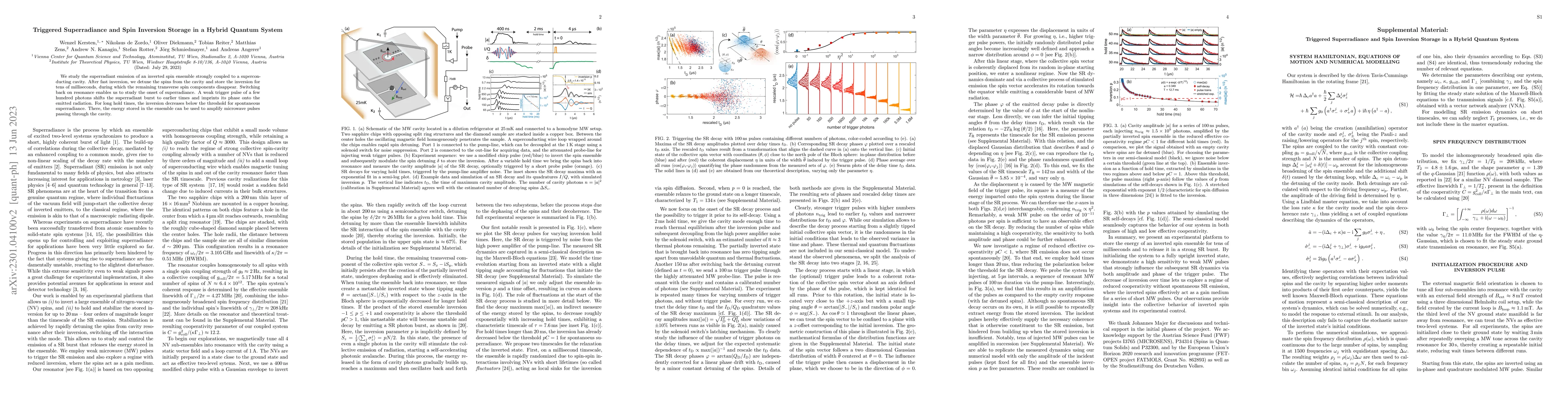 Thumbnail for Triggered Superradiance and Inversion Storage in a Hybrid Quantum System
