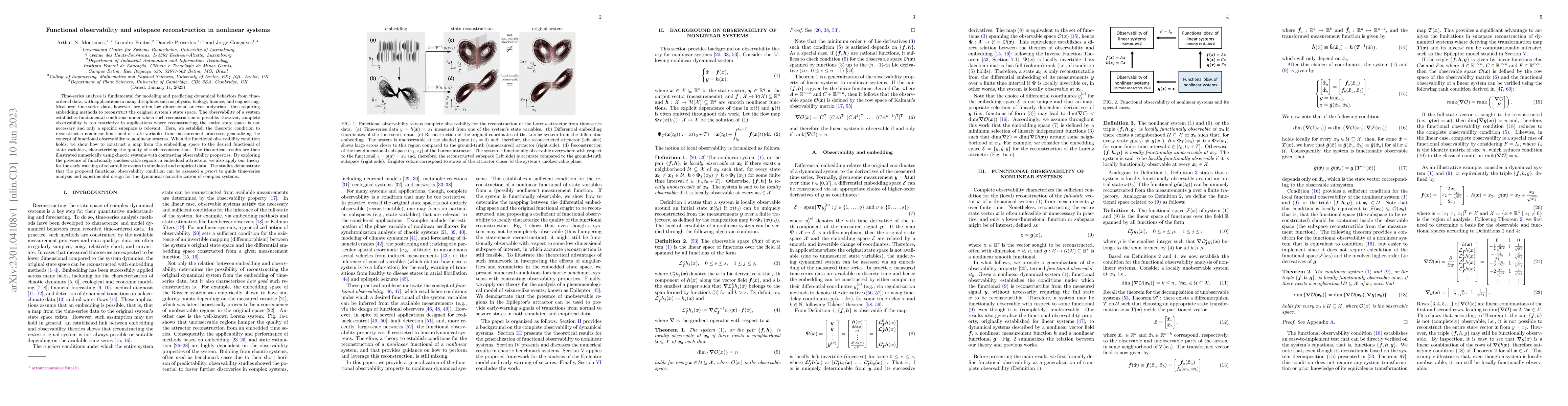 Thumbnail for Functional observability and subspace reconstruction in nonlinear
  systems