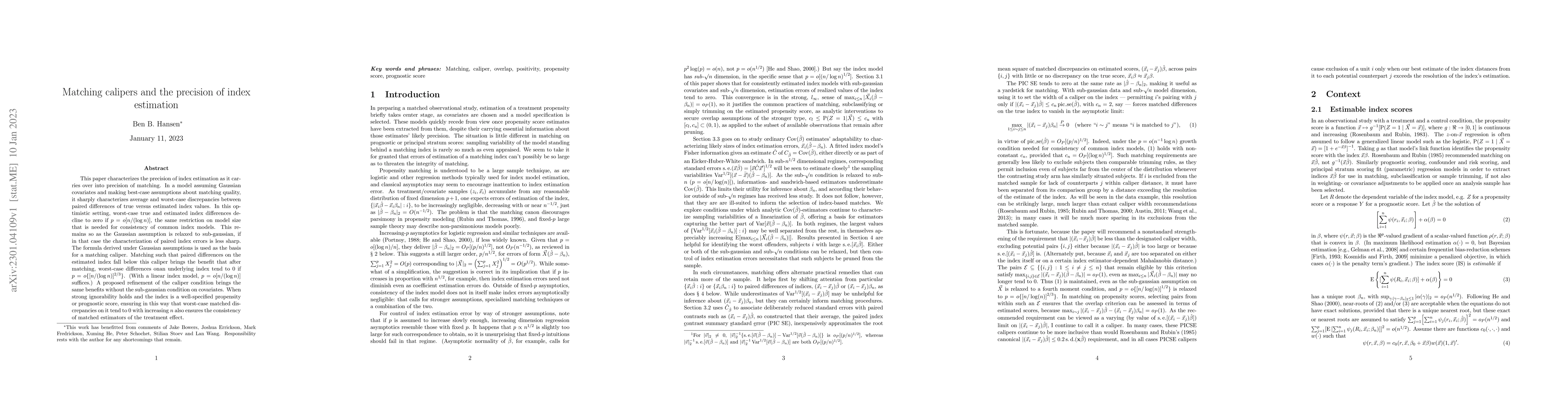 Thumbnail for Matching calipers and the precision of index estimation