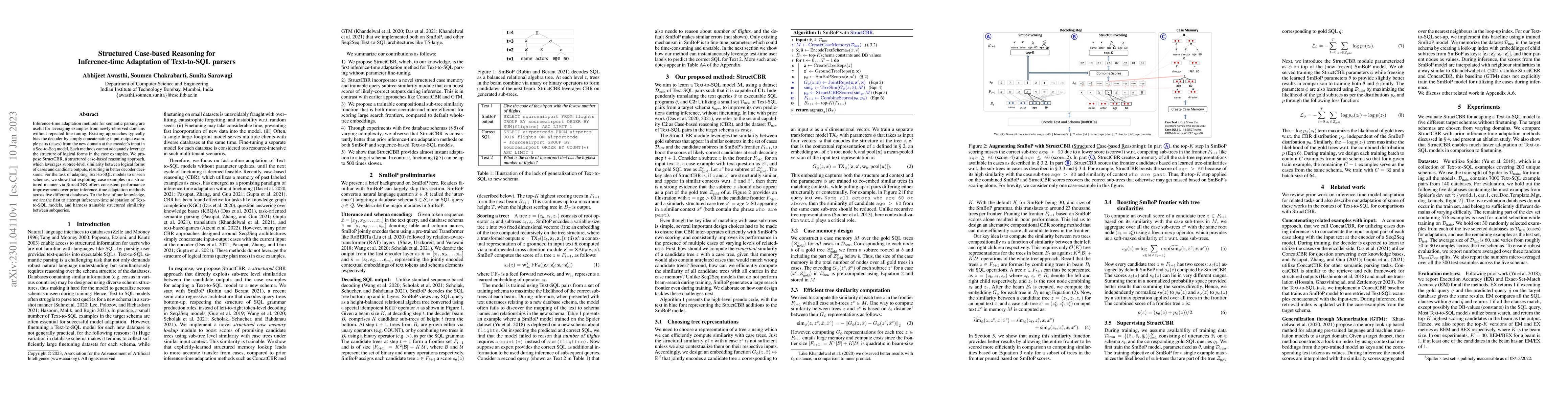 Thumbnail for Structured Case-based Reasoning for Inference-time Adaptation of
  Text-to-SQL parsers