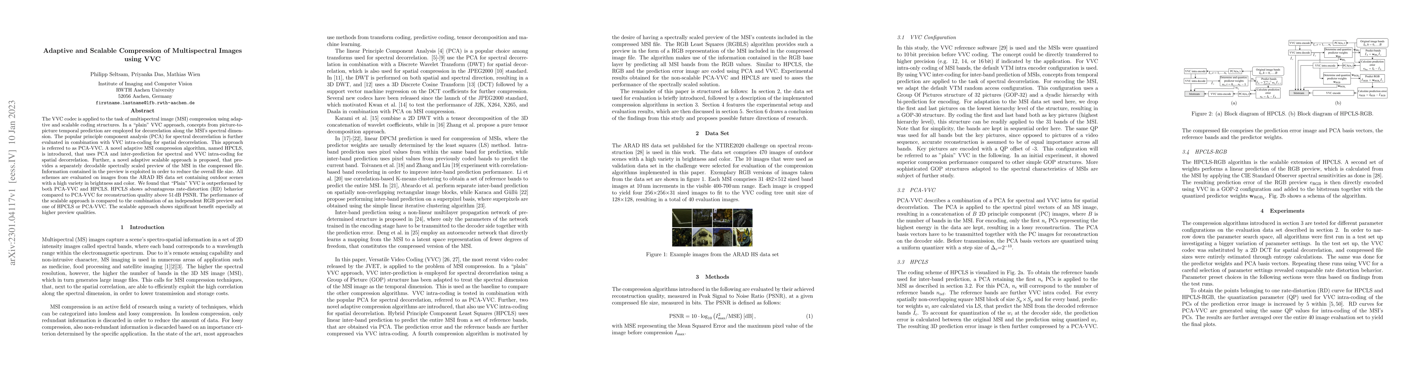 Thumbnail for Adaptive and Scalable Compression of Multispectral Images using VVC