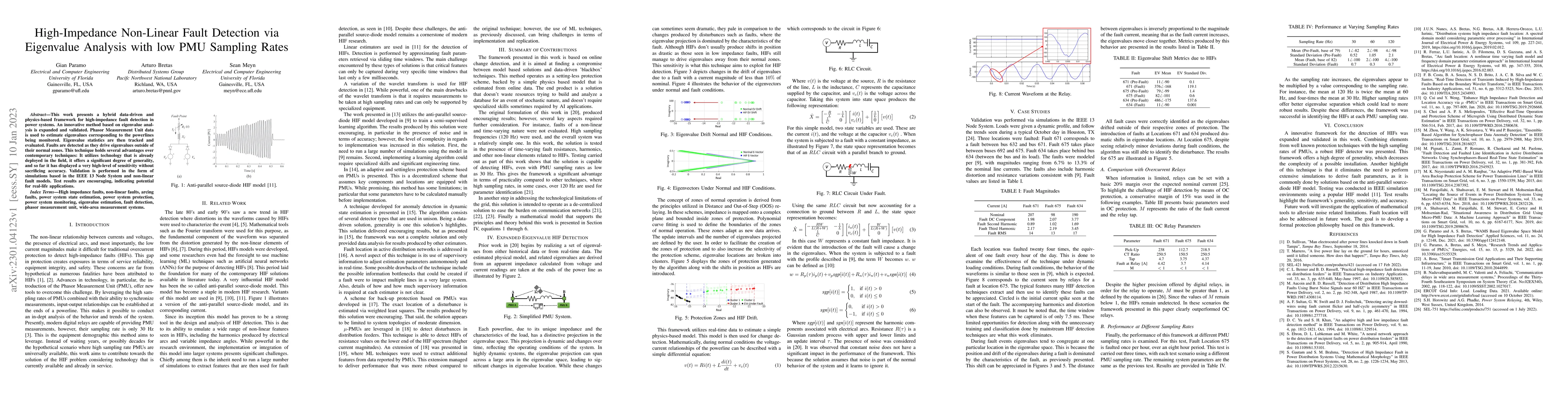 Thumbnail for High-Impedance Non-Linear Fault Detection via Eigenvalue Analysis with
  low PMU Sampling Rates