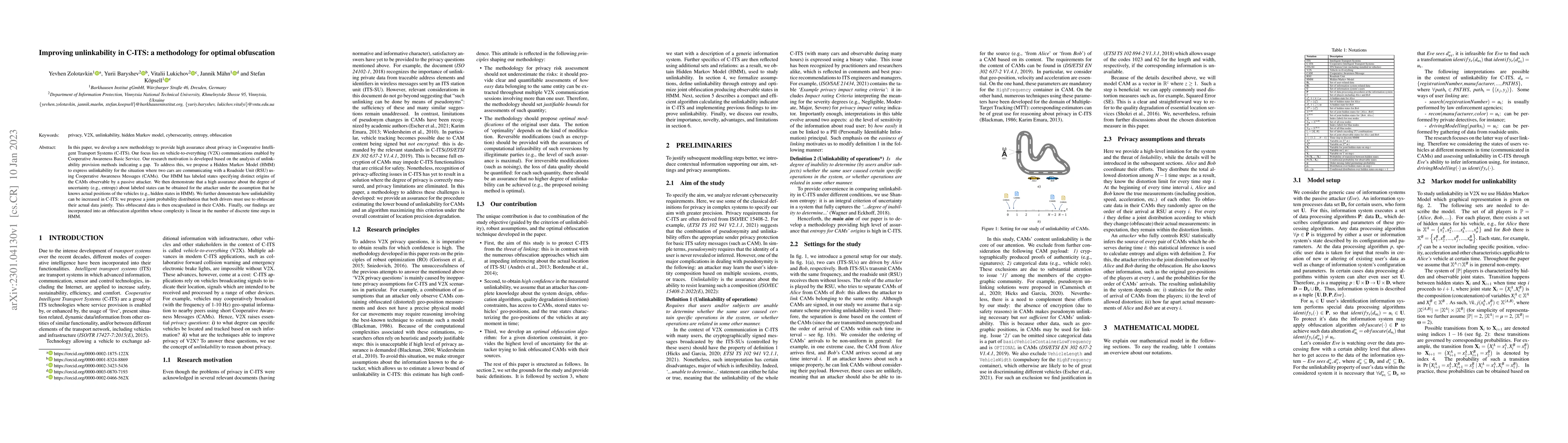 Thumbnail for Improving unlinkability in C-ITS: a methodology for optimal obfuscation
