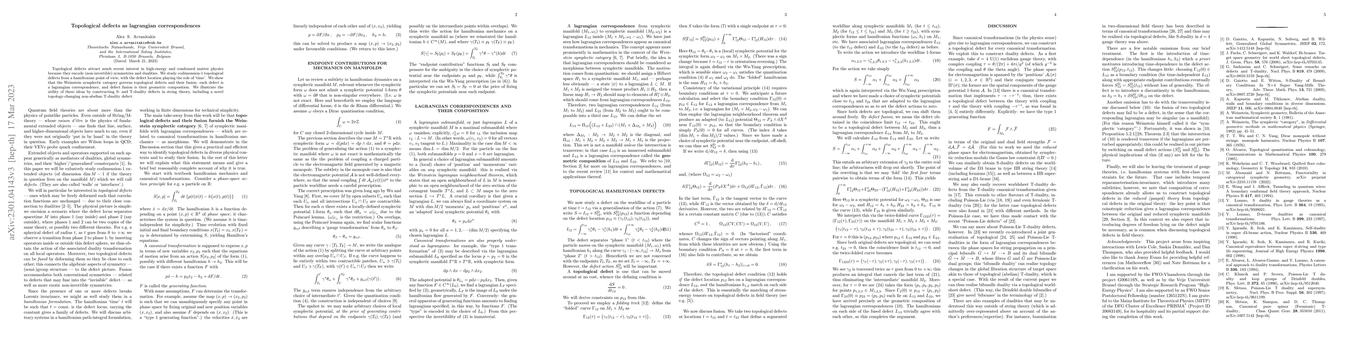 Thumbnail for Topological defects as lagrangian correspondences