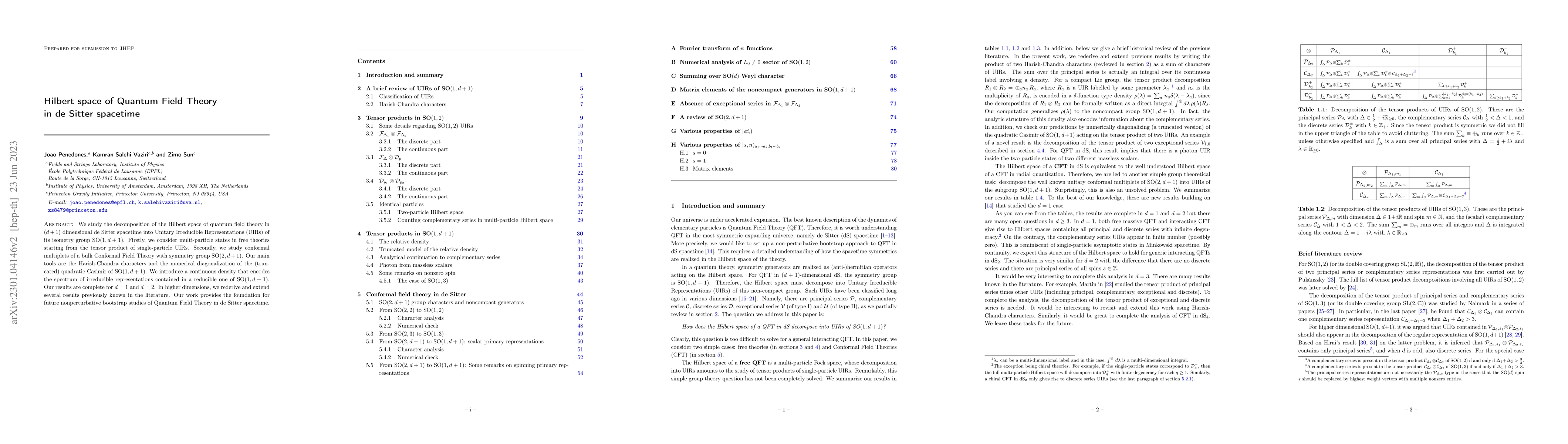 Thumbnail for Hilbert space of Quantum Field Theory in de Sitter spacetime
