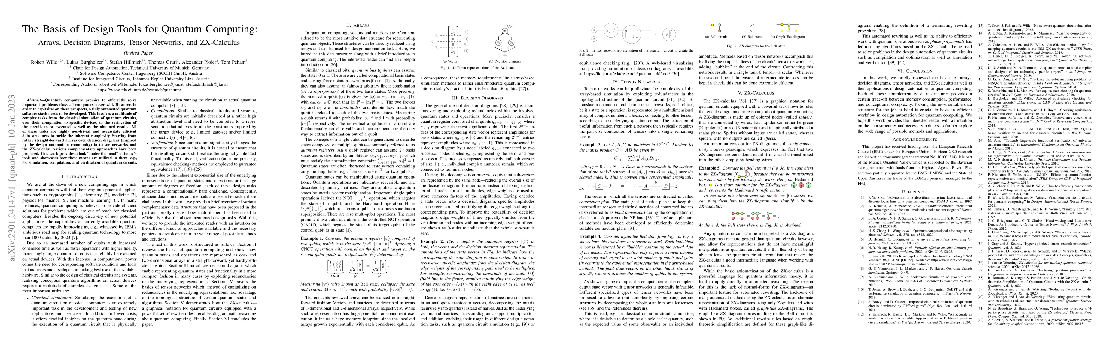 Thumbnail for The Basis of Design Tools for Quantum Computing: Arrays, Decision
  Diagrams, Tensor Networks, and ZX-Calculus
