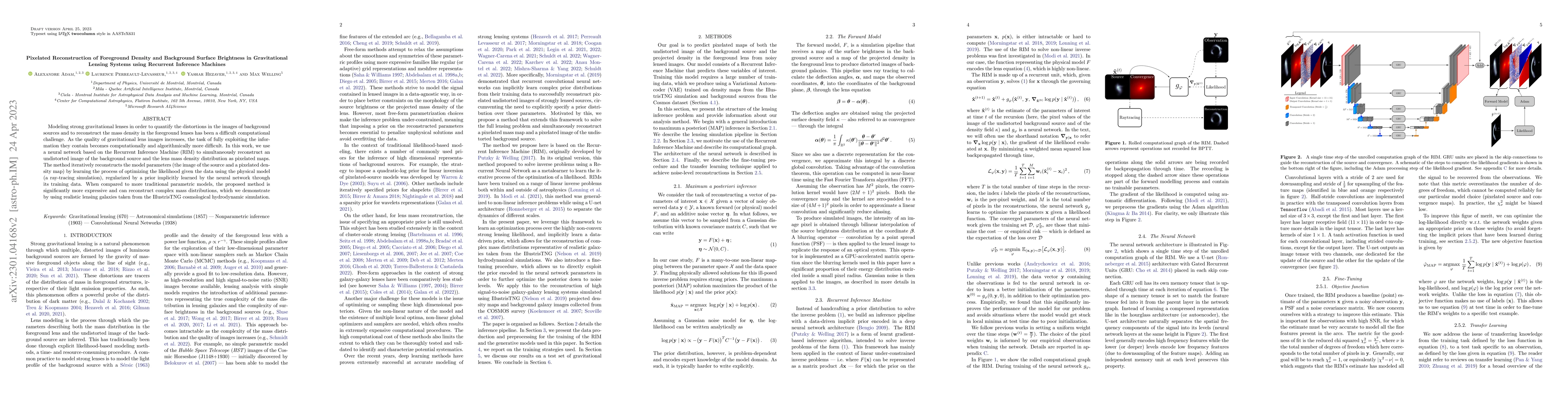 Thumbnail for Pixelated Reconstruction of Foreground Density and Background Surface
  Brightness in Gravitational Lensing Systems using Recurrent Inference
  Machines