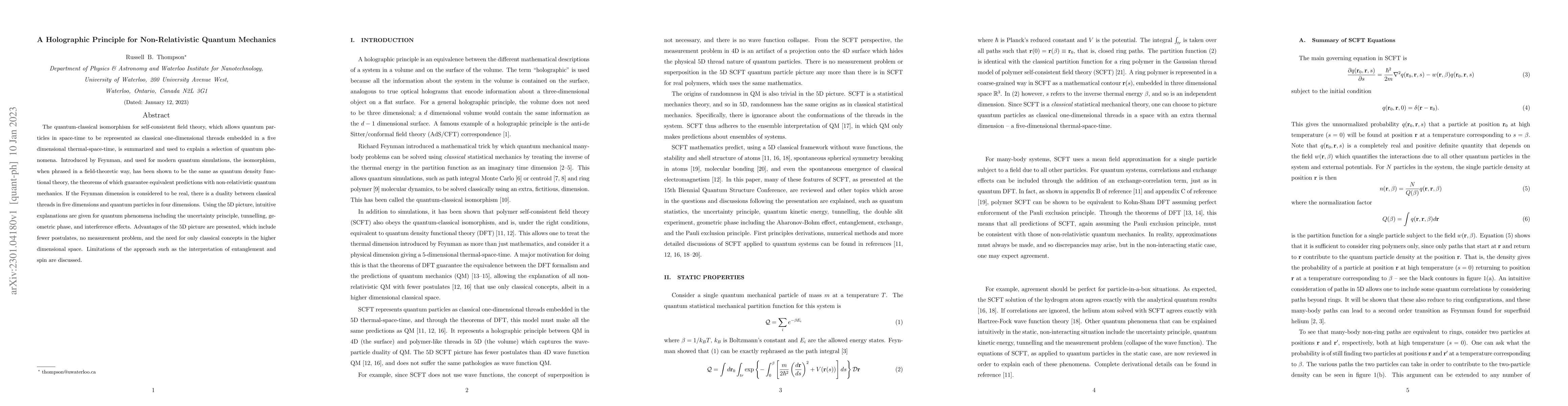 Thumbnail for A Holographic Principle for Non-Relativistic Quantum Mechanics
