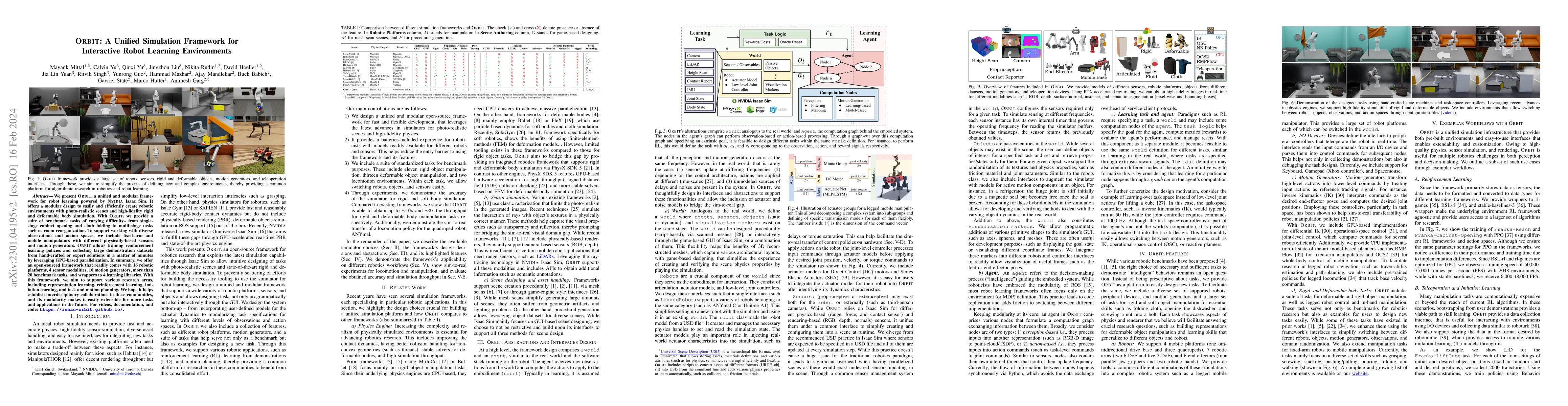 Thumbnail for Orbit: A Unified Simulation Framework for Interactive Robot Learning
  Environments