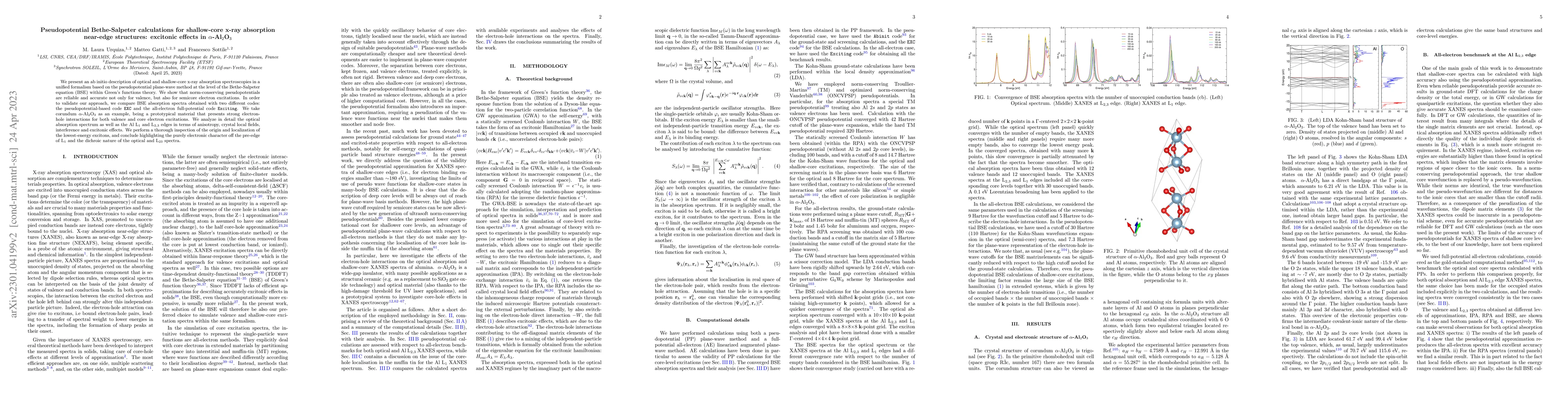 Thumbnail for Pseudopotential Bethe-Salpeter calculations for shallow-core x-ray
  absorption near-edge structures: excitonic effects in Al2O3