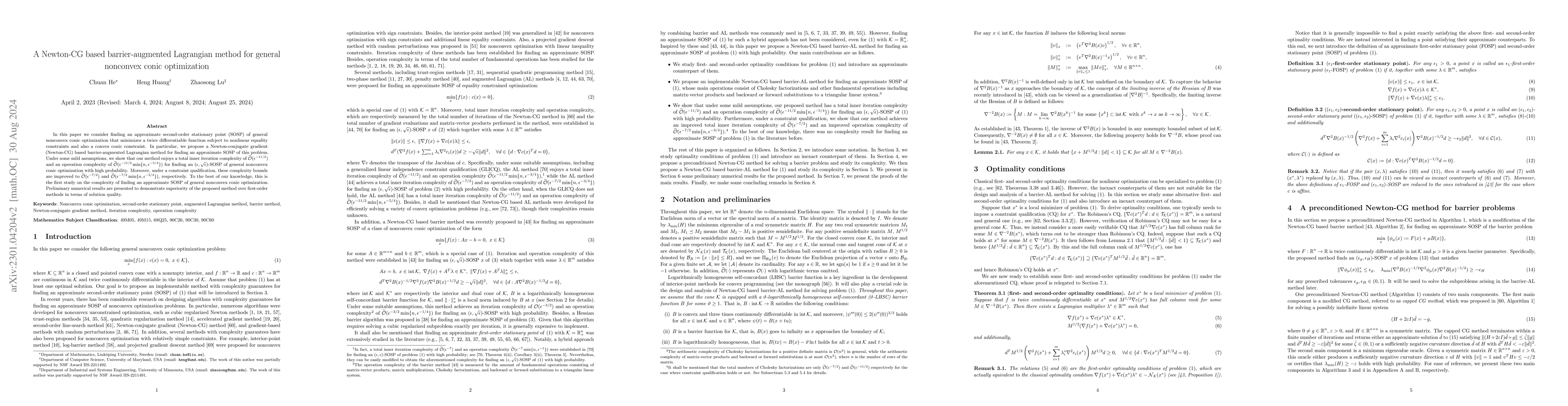 Thumbnail for A Newton-CG based barrier-augmented Lagrangian method for general
  nonconvex conic optimization