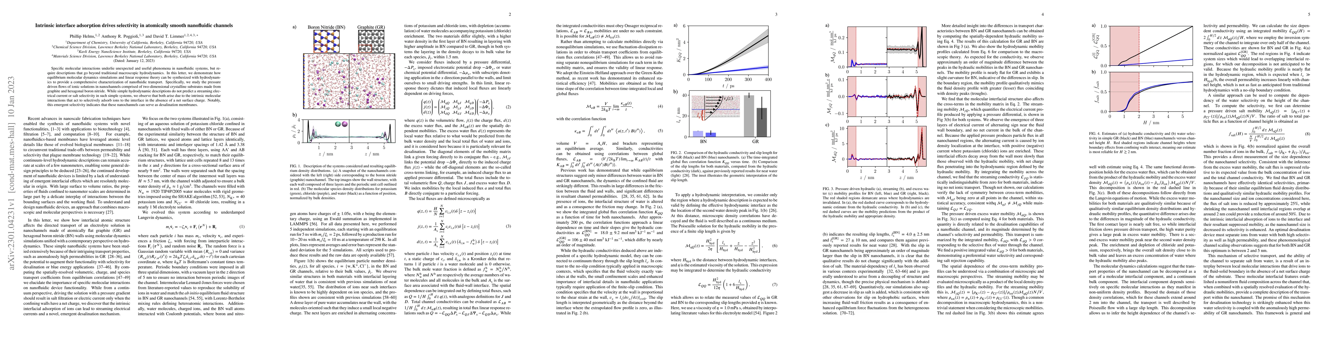 Thumbnail for Intrinsic interface adsorption drives selectivity in atomically smooth
  nanofluidic channels