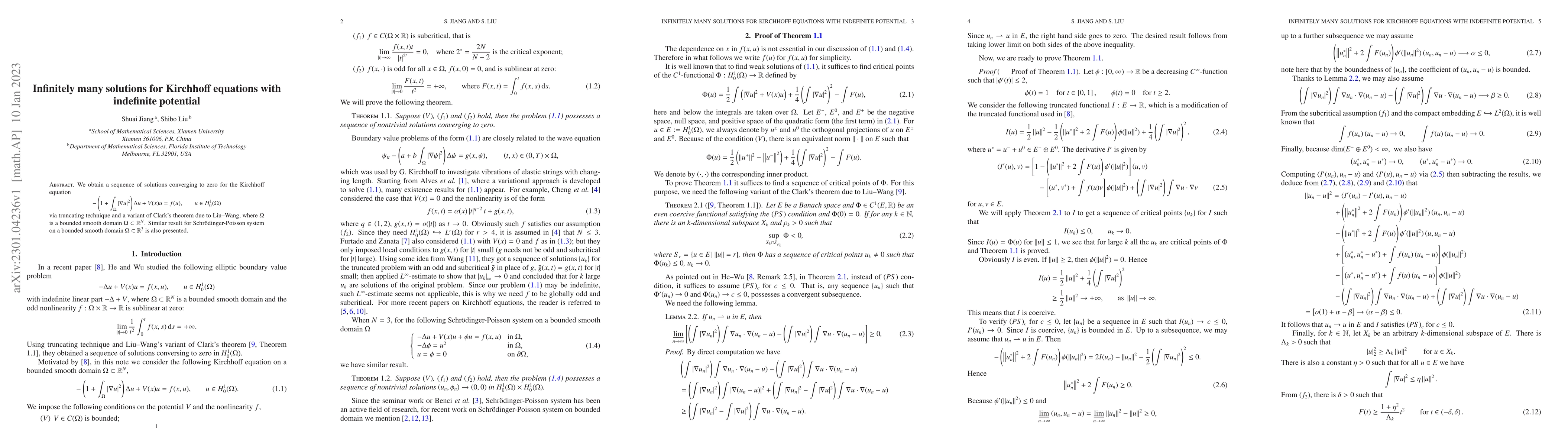 Thumbnail for Infinitely many solutions for Kirchhoff equations with indefinite
  potential