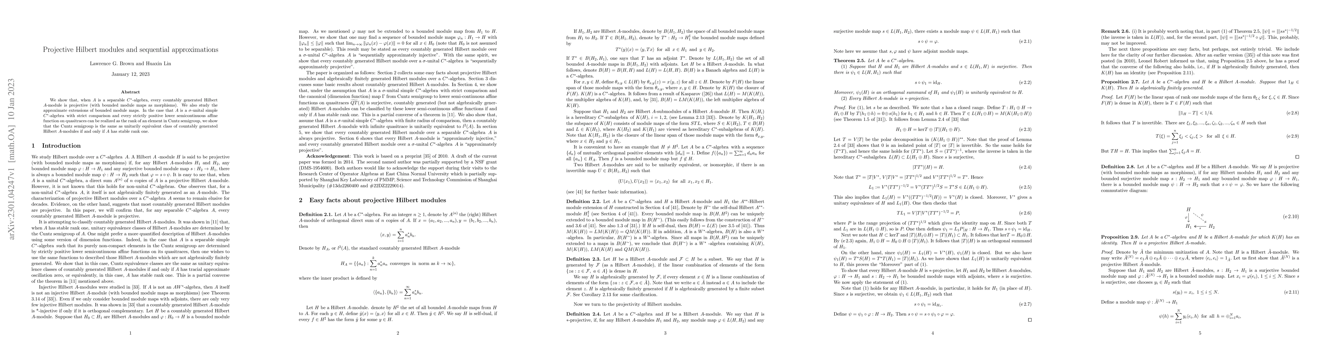Thumbnail for Projective Hilbert Modules and Sequential Approximation