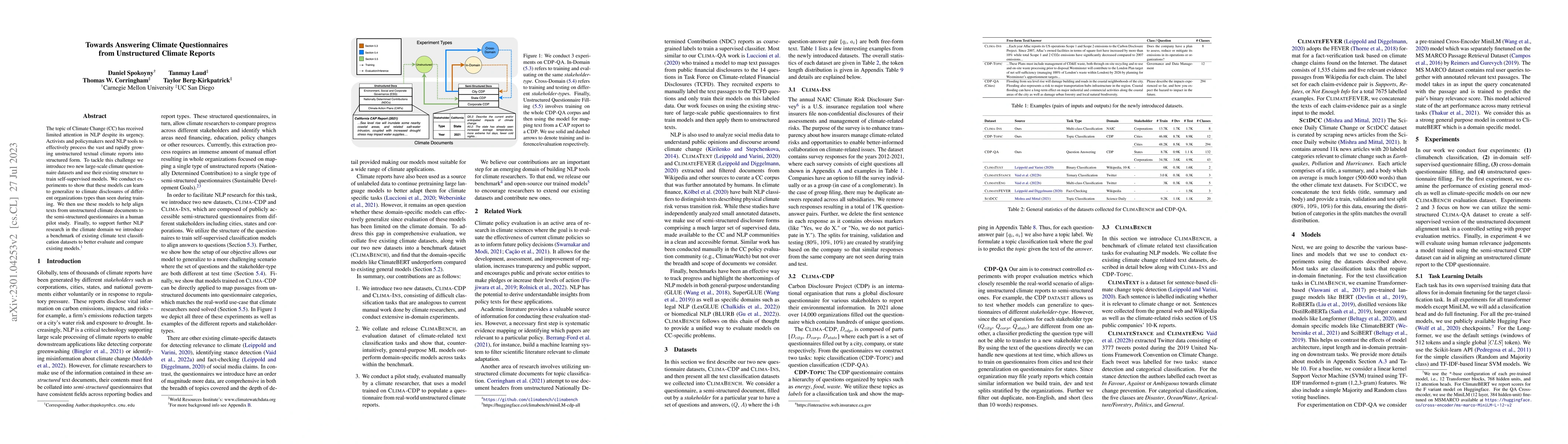 Thumbnail for Towards Answering Climate Questionnaires from Unstructured Climate
  Reports