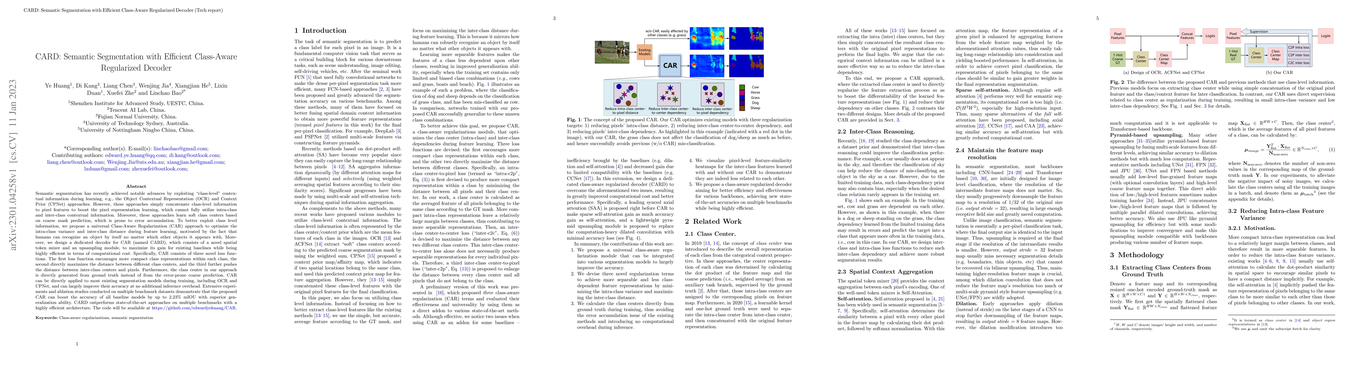Thumbnail for CARD: Semantic Segmentation with Efficient Class-Aware Regularized
  Decoder