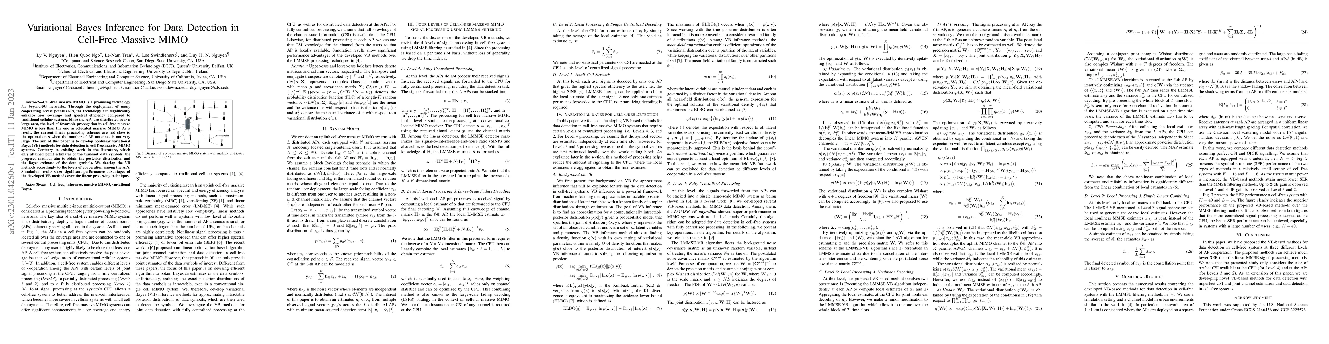 Thumbnail for Variational Bayes Inference for Data Detection in Cell-Free Massive MIMO