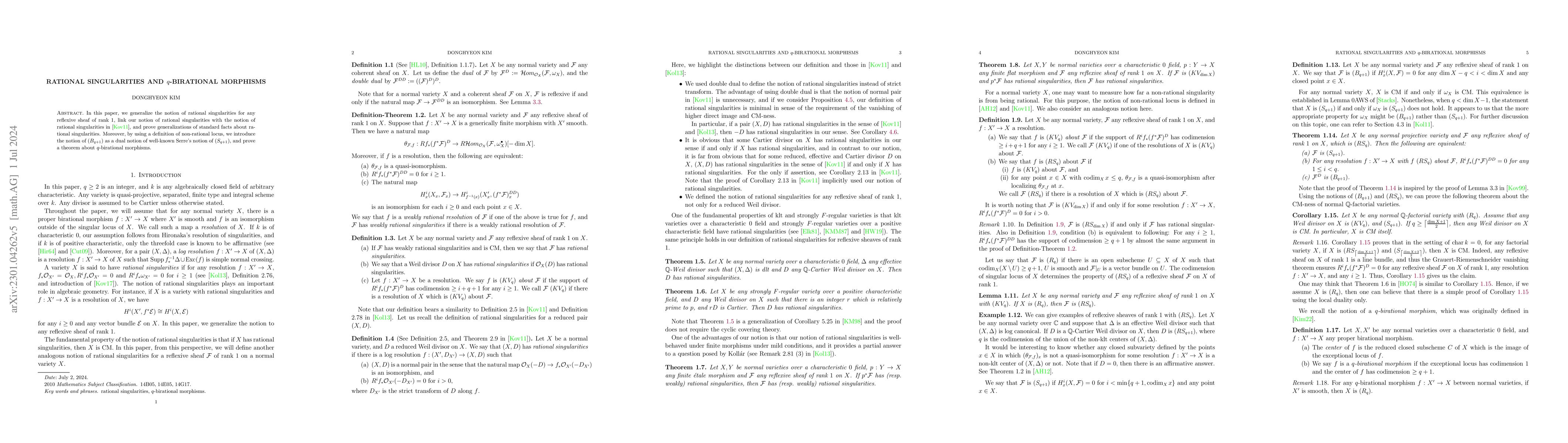 Thumbnail for Rational singularities and $q$-birational morphism