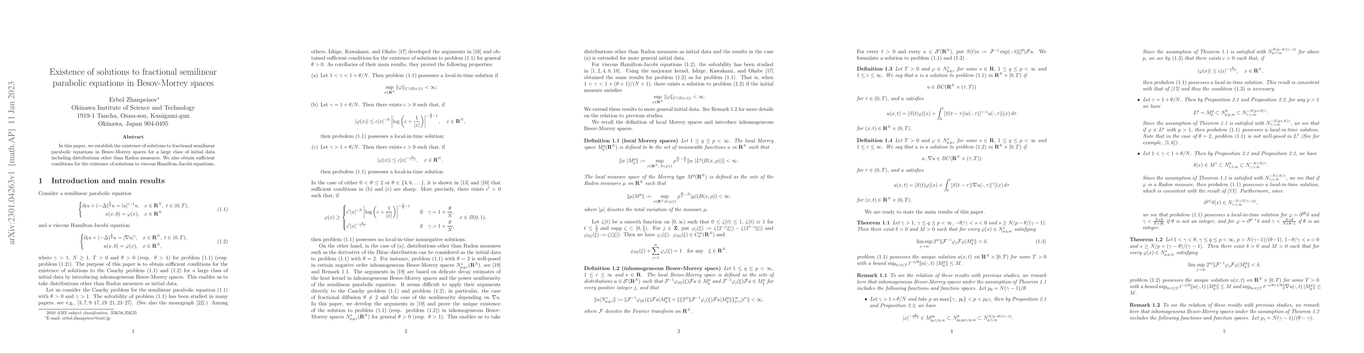 Thumbnail for Existence of solutions to fractional semilinear parabolic equations in
  Besov-Morrey spaces