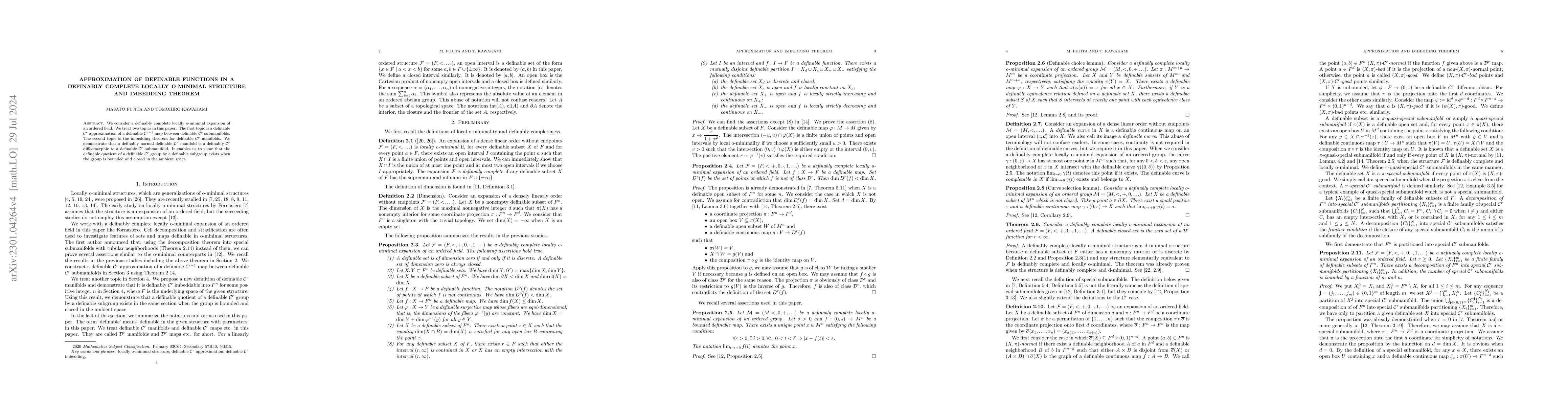 Thumbnail for Approximation and zero set of definable functions in a definably
  complete locally o-minimal structure
