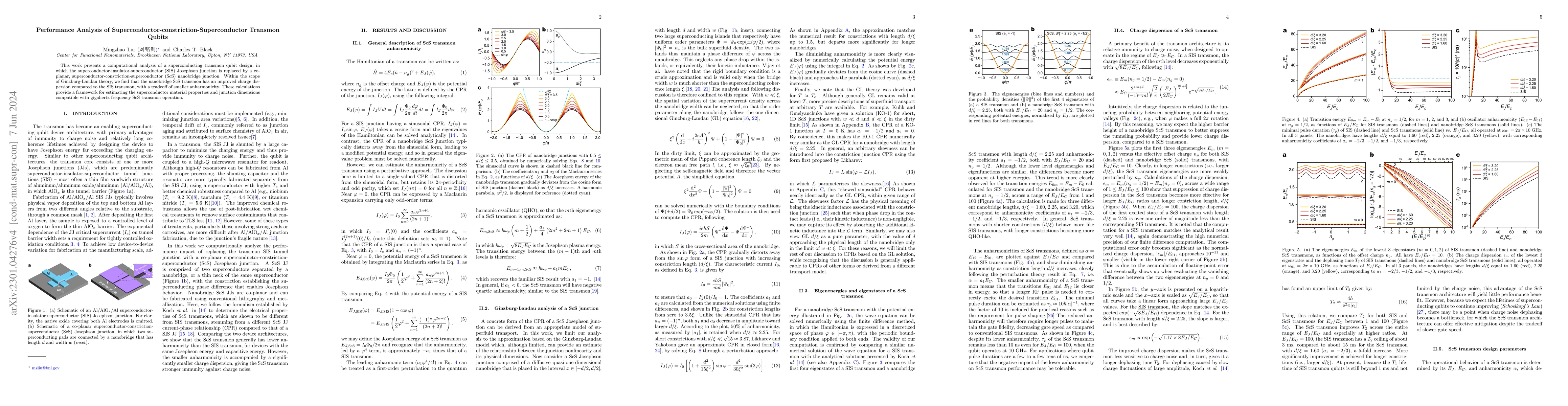 Thumbnail for Performance Analysis of Superconductor-constriction-Superconductor
  Transmon Qubits