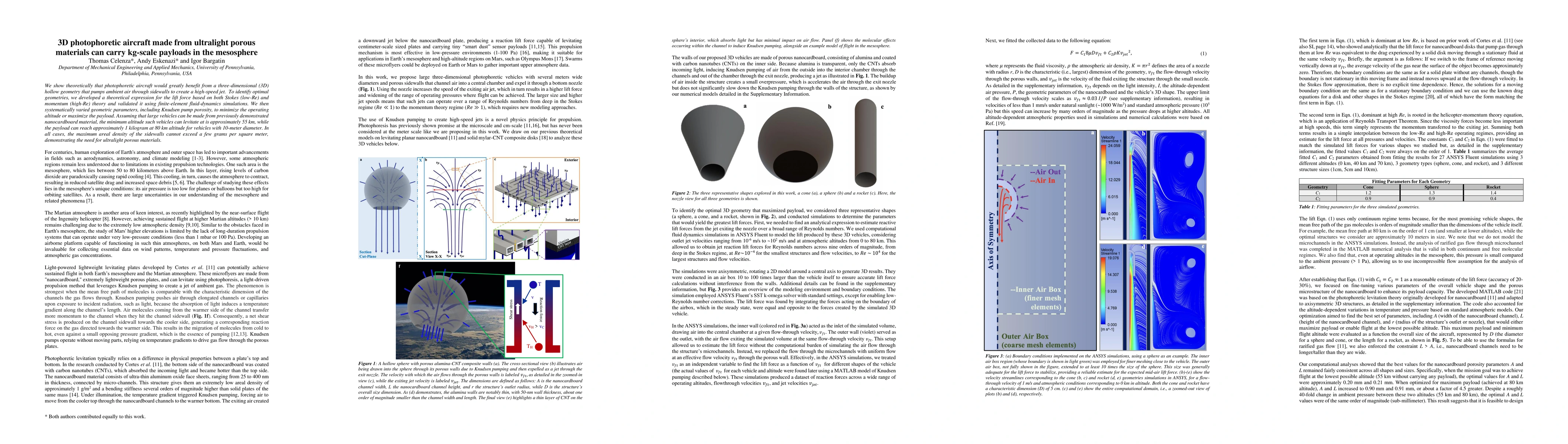 Thumbnail for 3D photophoretic aircraft made from ultralight porous materials can
  carry kg-scale payloads in the mesosphere