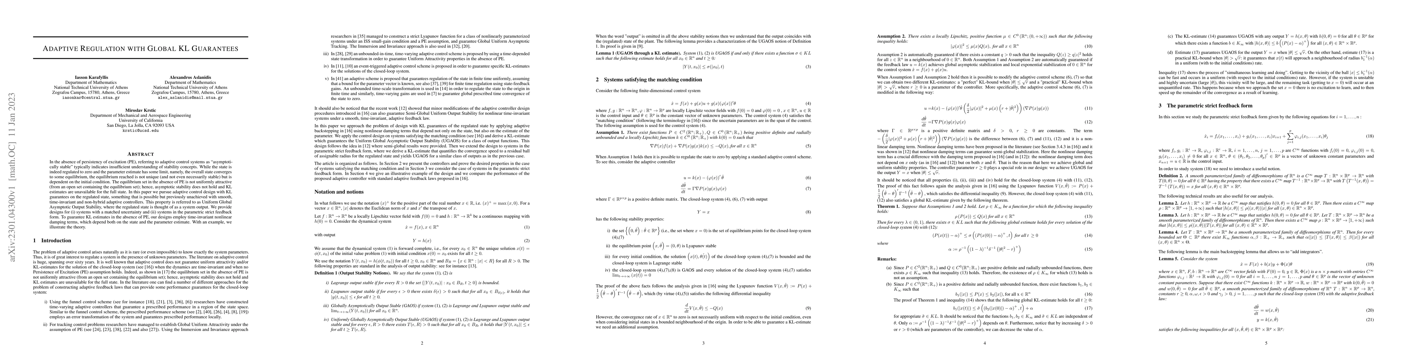 Thumbnail for Adaptive Regulation with Global KL Guarantees
