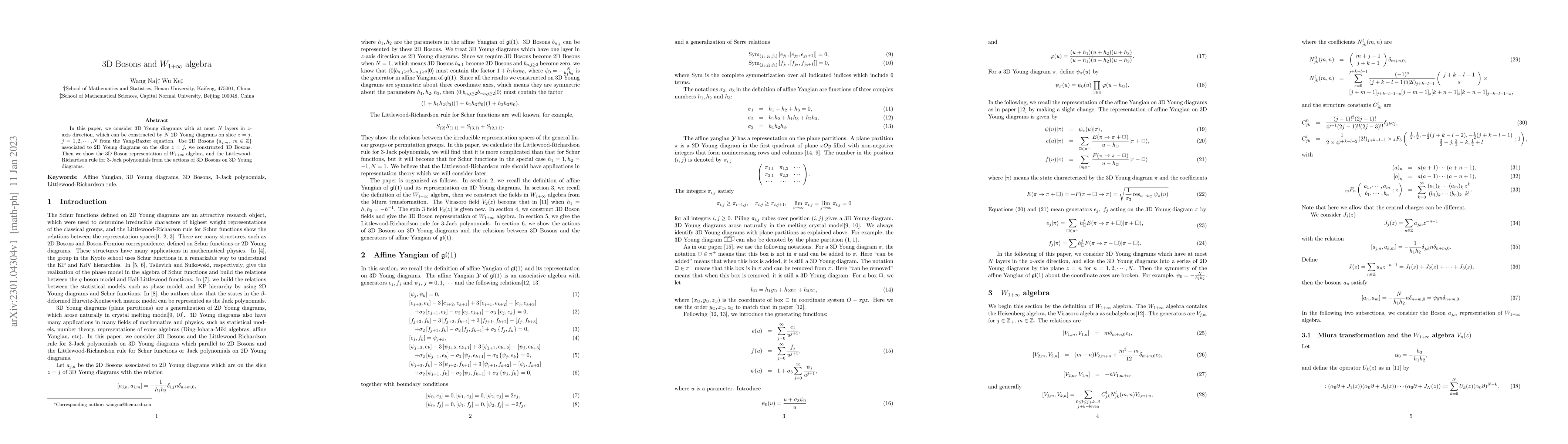 Thumbnail for 3D Bosons and $W_{1+\infty}$ algebra