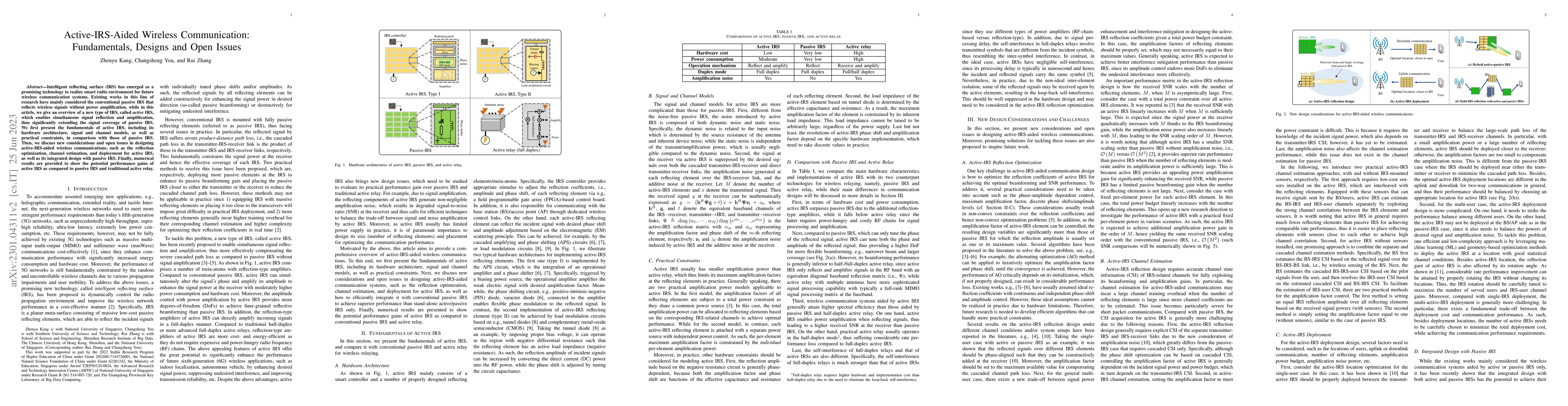 Thumbnail for Active-IRS-Aided Wireless Communication: Fundamentals, Designs and Open
  Issues