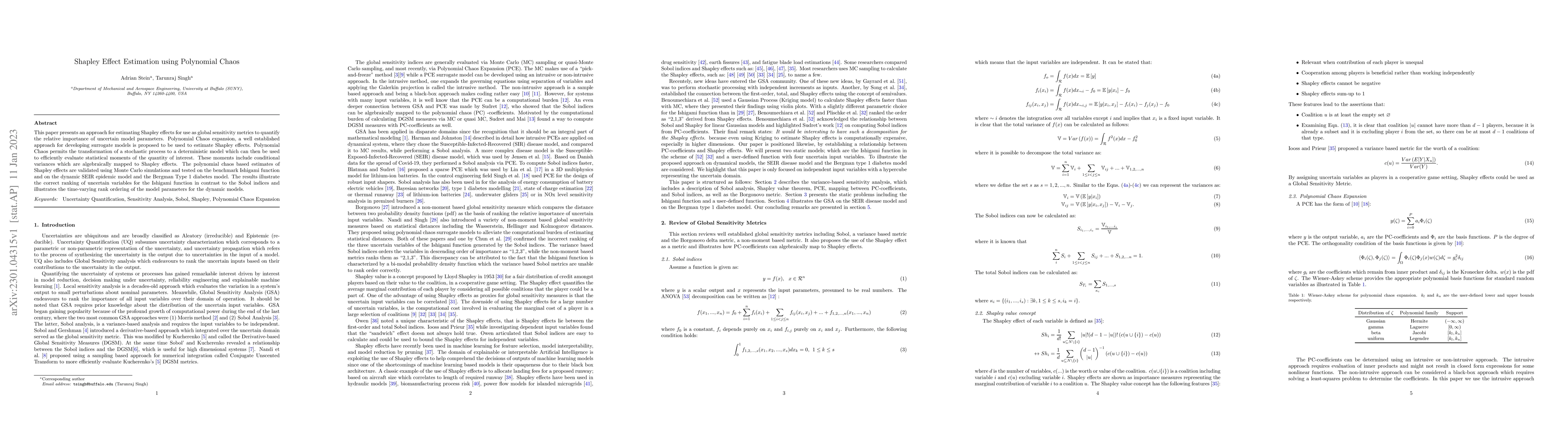 Thumbnail for Shapley Effect Estimation using Polynomial Chaos