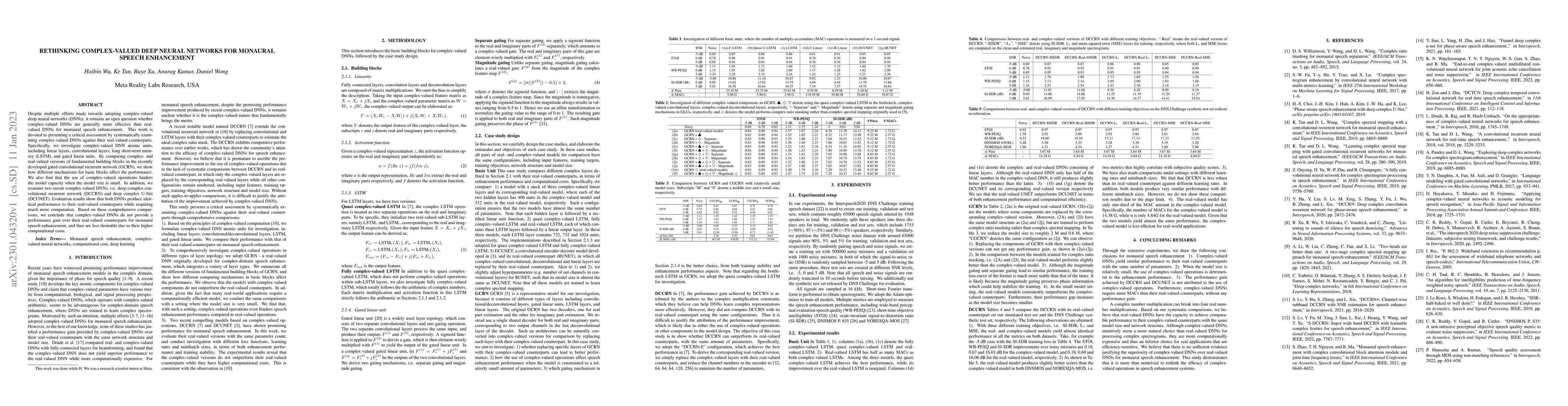Thumbnail for Rethinking complex-valued deep neural networks for monaural speech
  enhancement