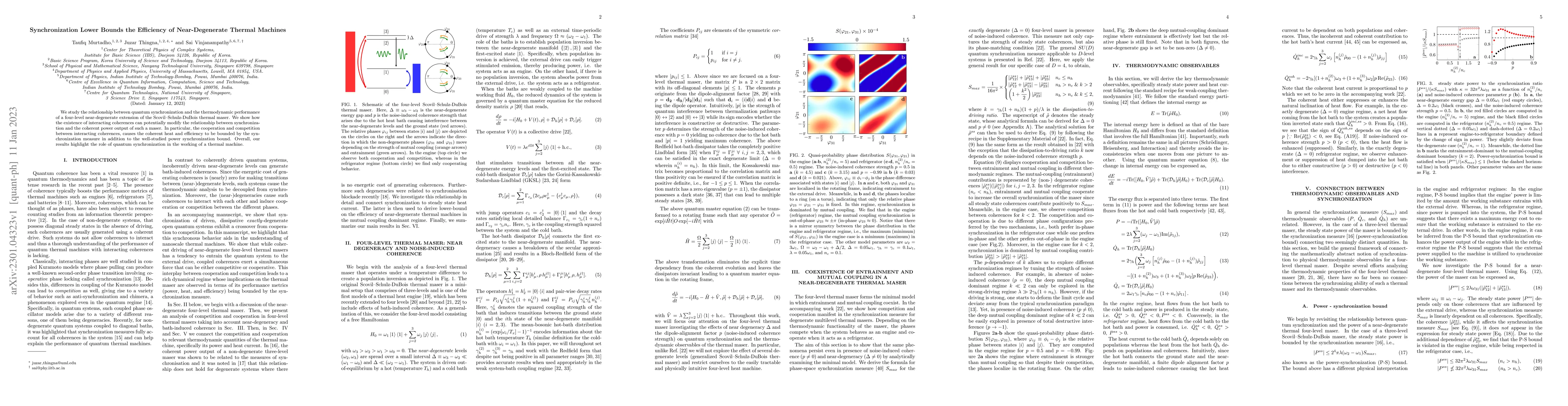 Thumbnail for Synchronization Lower Bounds the Efficiency of Near-Degenerate Thermal
  Machines