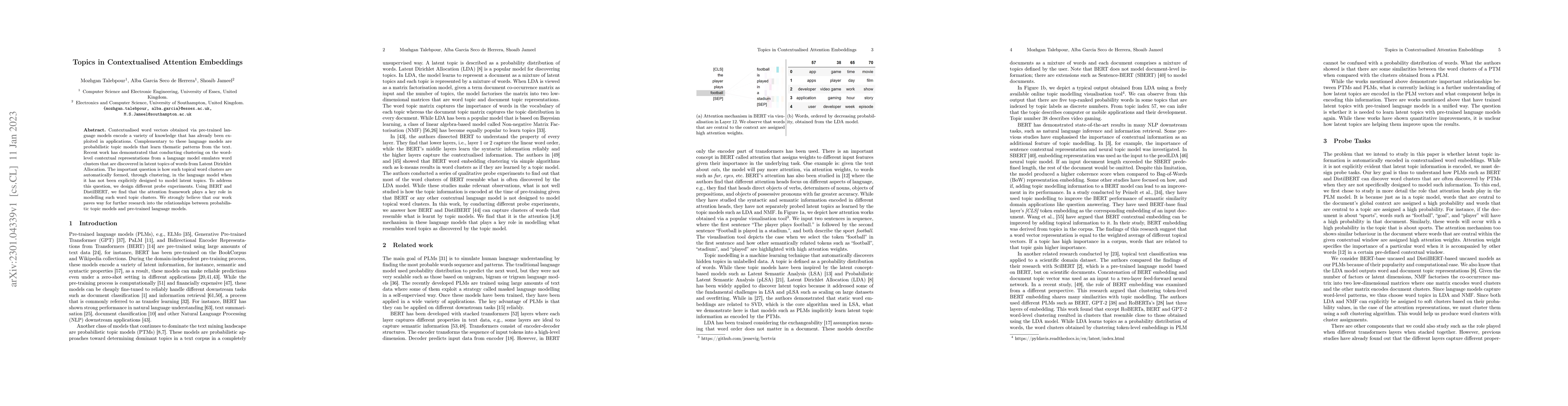 Thumbnail for Topics in Contextualised Attention Embeddings