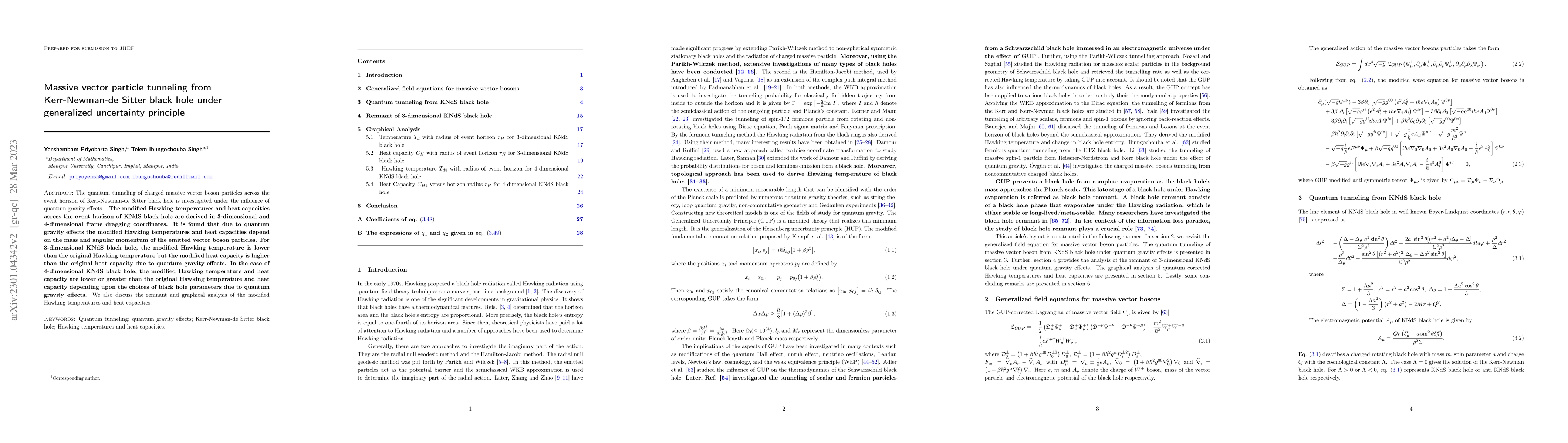 Thumbnail for Massive vector particle tunneling from Kerr-Newman-de Sitter black hole
  under generalized uncertainty principle