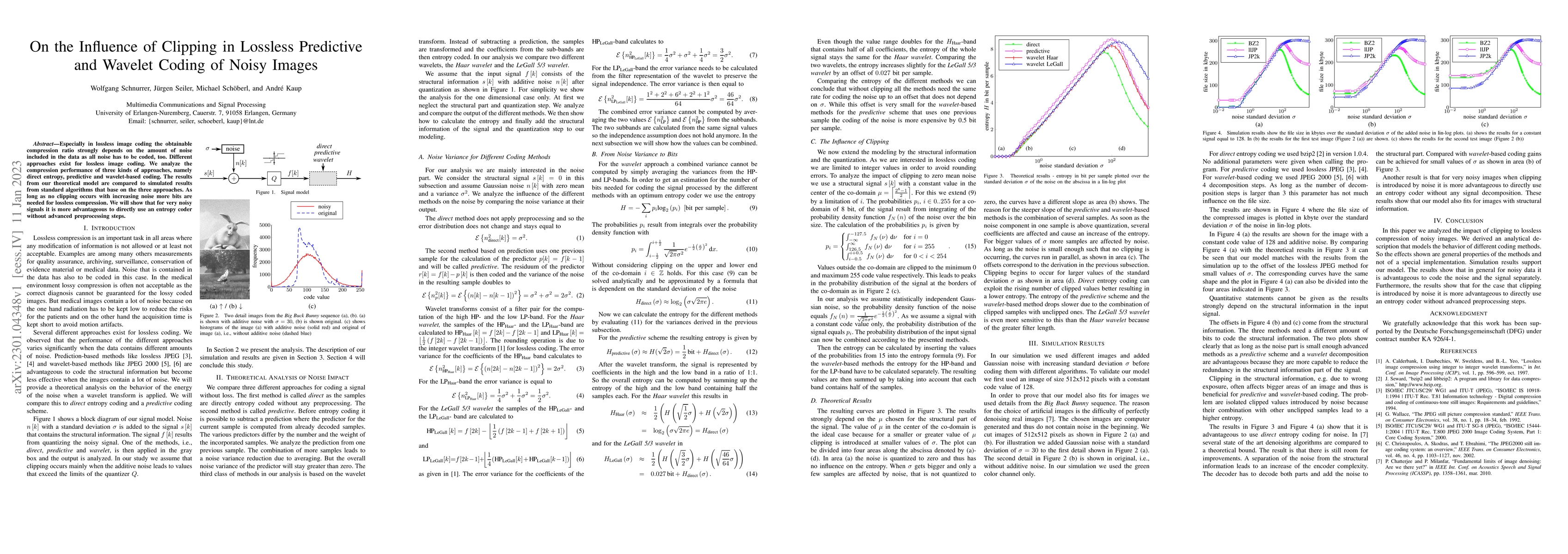 Thumbnail for On the influence of clipping in lossless predictive and wavelet coding
  of noisy images