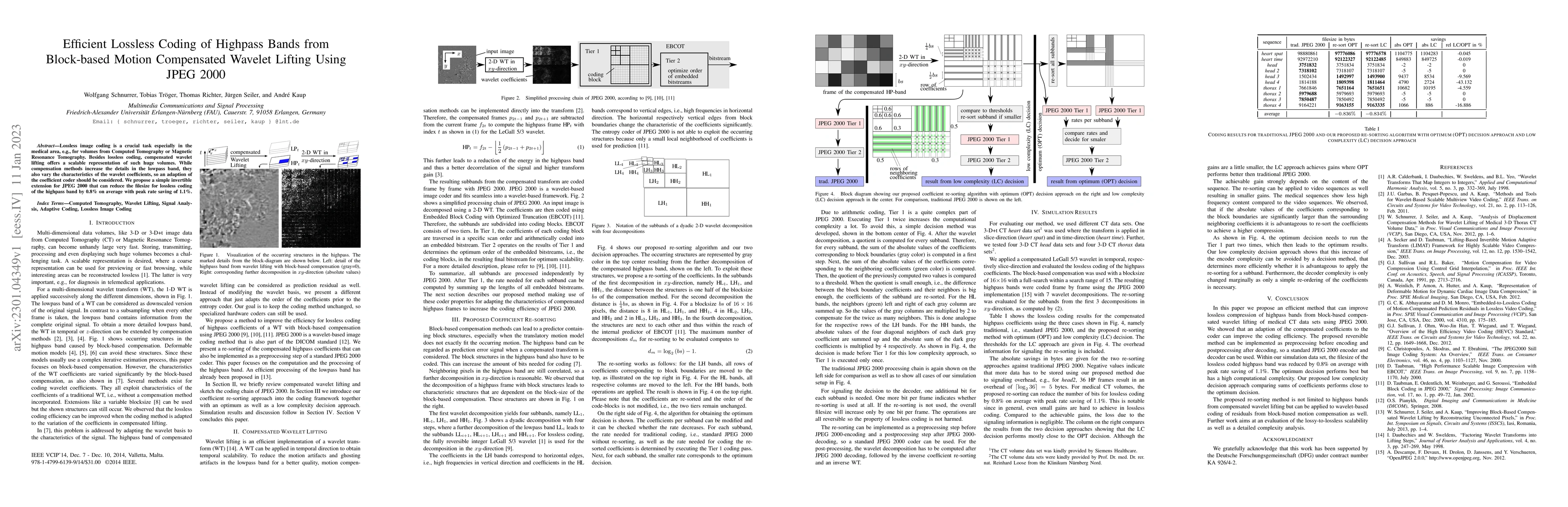 Thumbnail for Efficient lossless coding of highpass bands from block-based motion
  compensated wavelet lifting using JPEG 2000