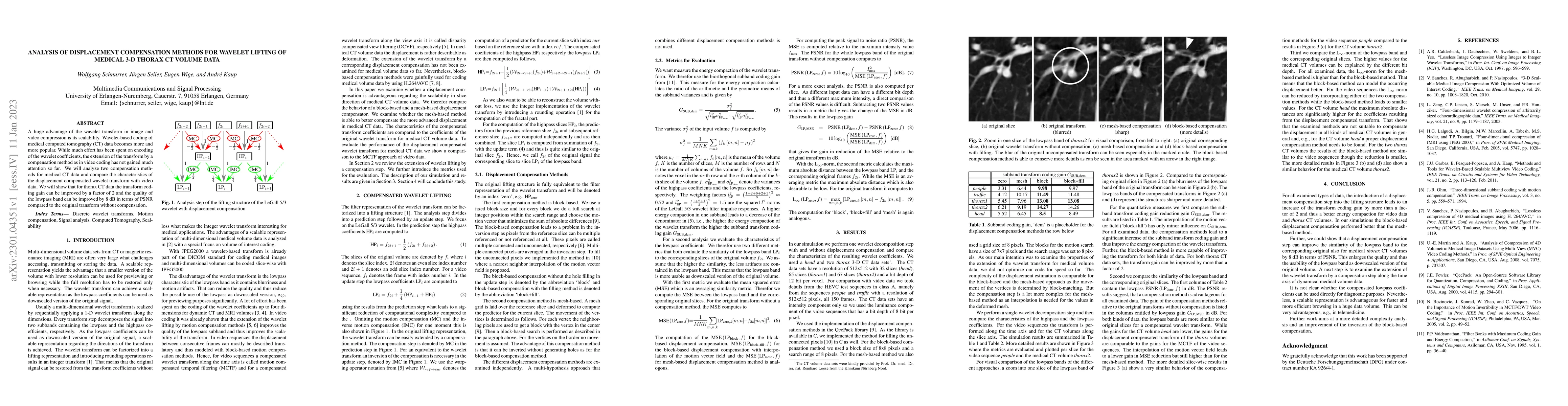 Thumbnail for Analysis of displacement compensation methods for wavelet lifting of
  medical 3-D thorax CT volume data