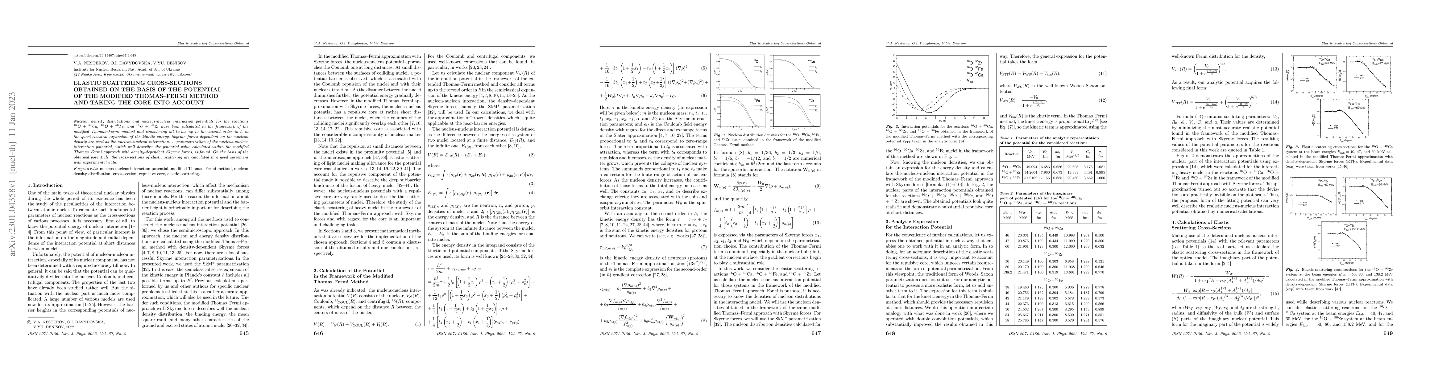 Thumbnail for Elastic scatering cross-sections obtained on the basis of the potential
  of the modified Thomas-Fermi method and taking the core into account