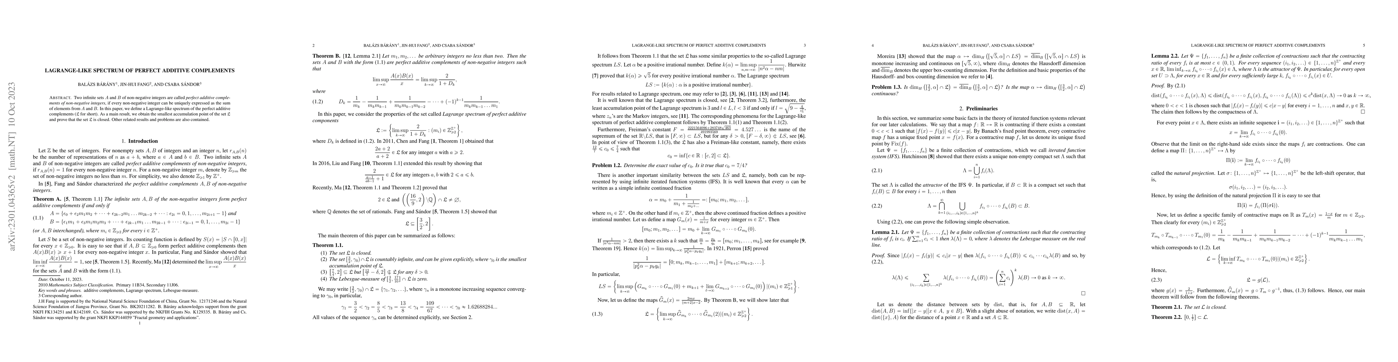 Thumbnail for Lagrange-like spectrum of perfect additive complements