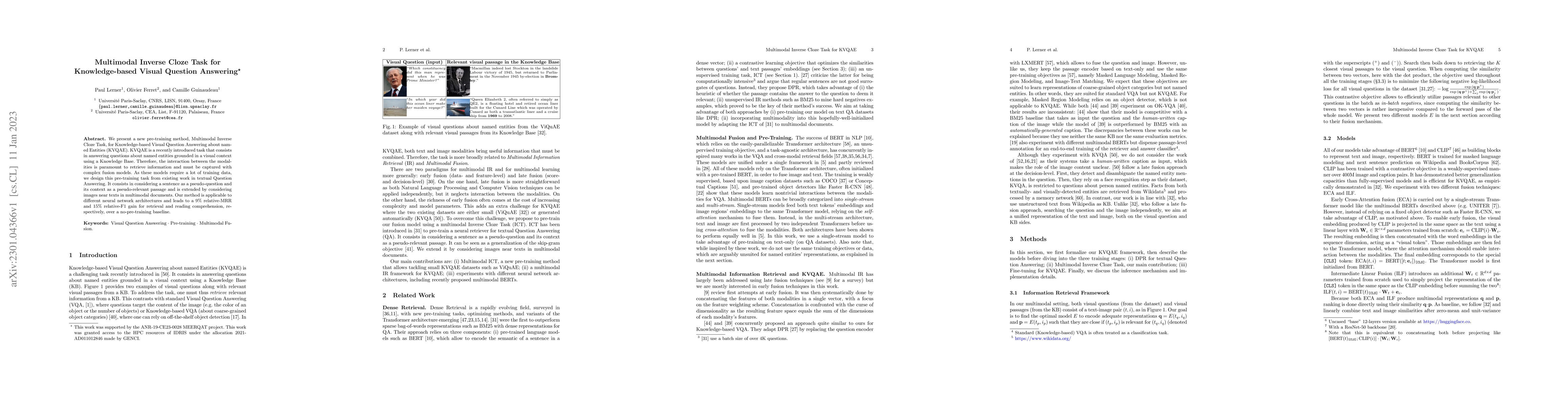 Thumbnail for Multimodal Inverse Cloze Task for Knowledge-based Visual Question
  Answering