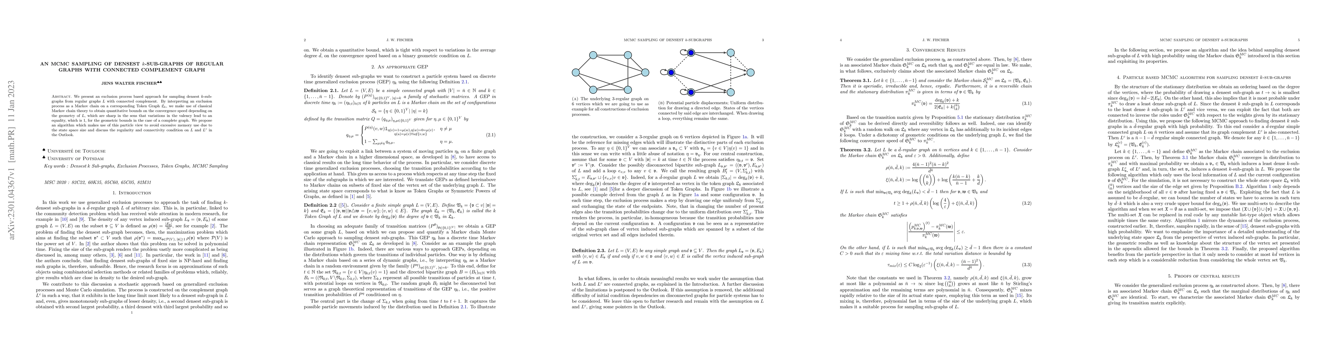Thumbnail for An MCMC sampling of densest $k$-sub-graphs of regular graphs with
  connected complement graph