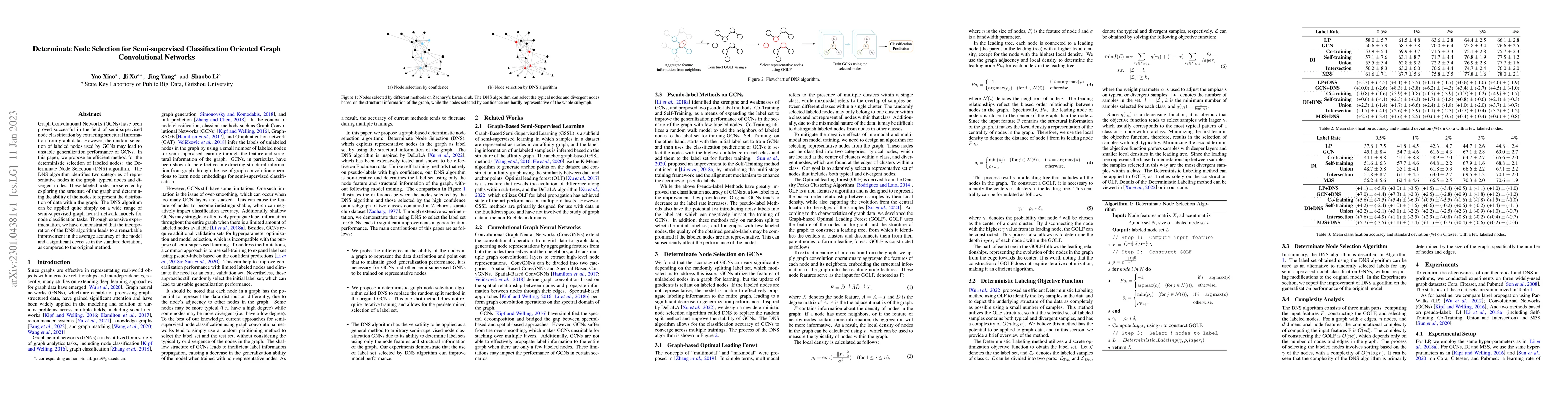 Thumbnail for Determinate Node Selection for Semi-supervised Classification Oriented
  Graph Convolutional Networks
