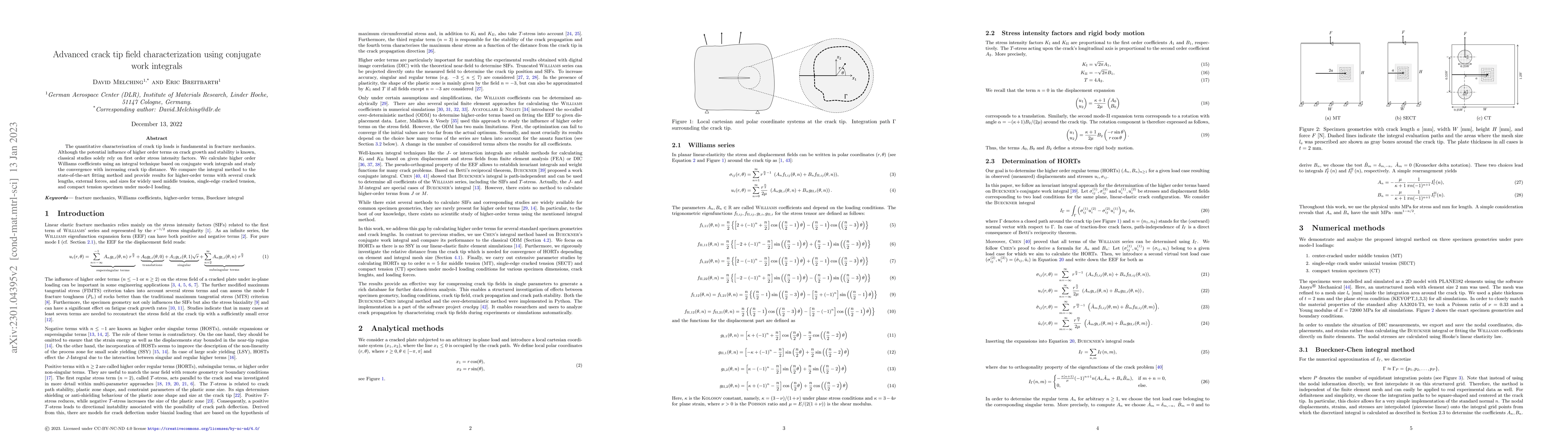 Thumbnail for Advanced crack tip field characterization using conjugate work integrals