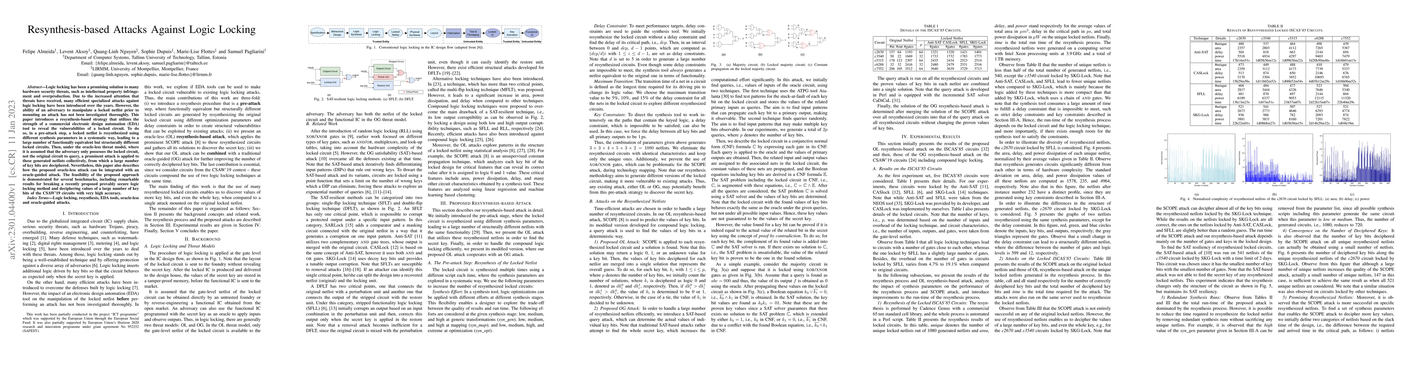 Thumbnail for Resynthesis-based Attacks Against Logic Locking