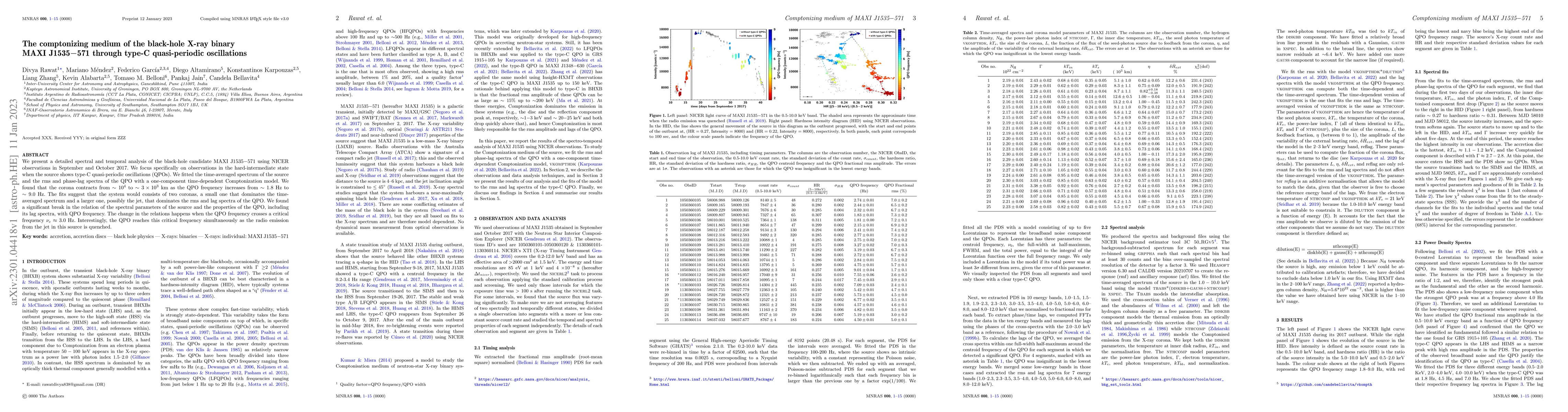 Thumbnail for The comptonizing medium of the black-hole X-ray binary MAXI~J1535$-$571
  through type-C quasi-periodic oscillations