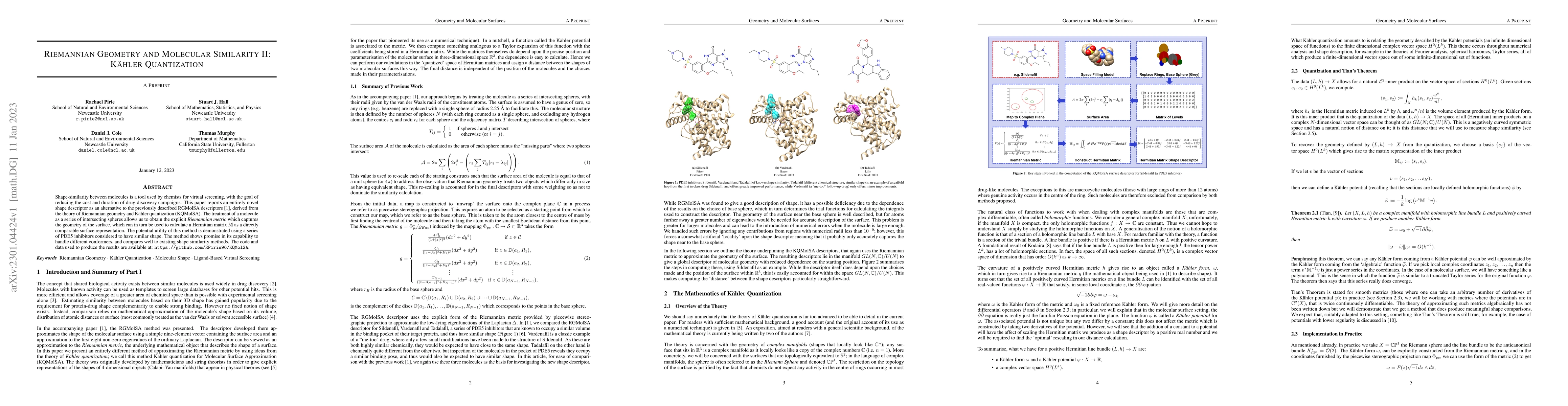 Thumbnail for Riemannian Geometry and Molecular Similarity II: K\"ahler Quantization