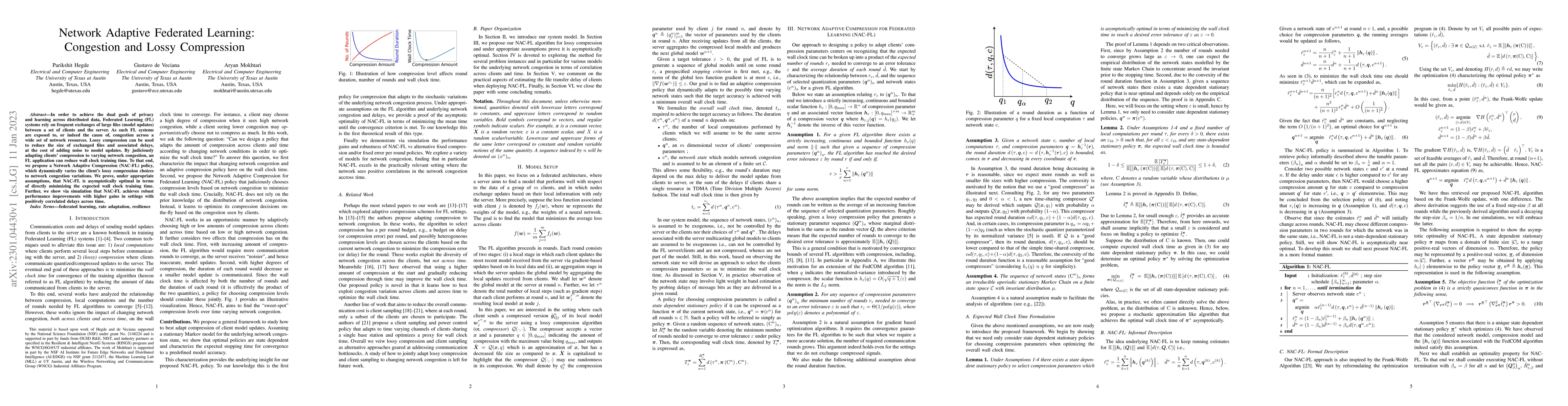 Thumbnail for Network Adaptive Federated Learning: Congestion and Lossy Compression