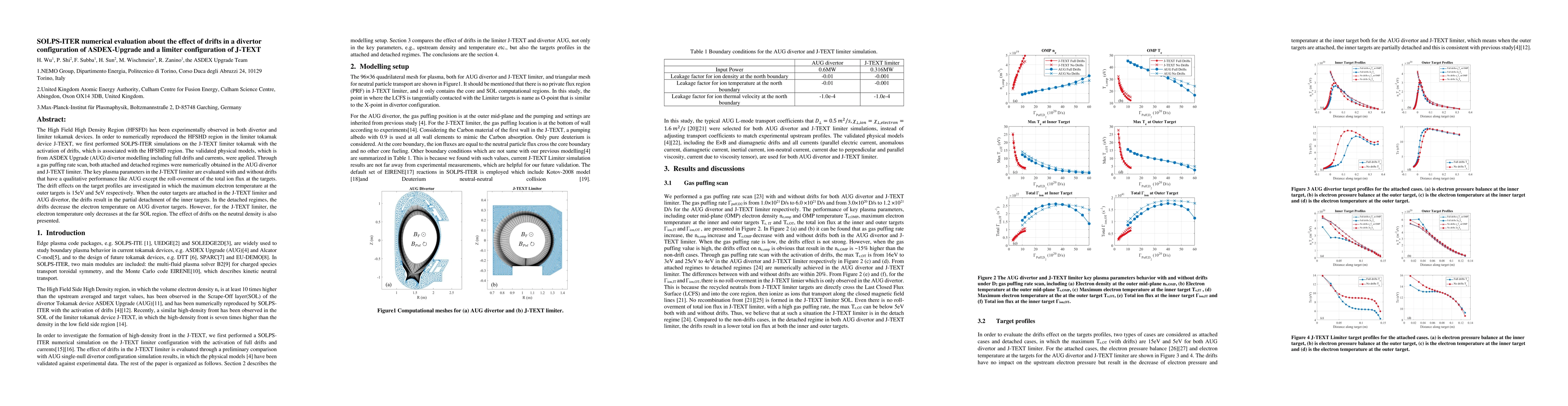 Thumbnail for SOLPS-ITER numerical evaluation about the effect of drifts in a divertor
  configuration of ASDEX-Upgrade and a limiter configuration of J-TEXT