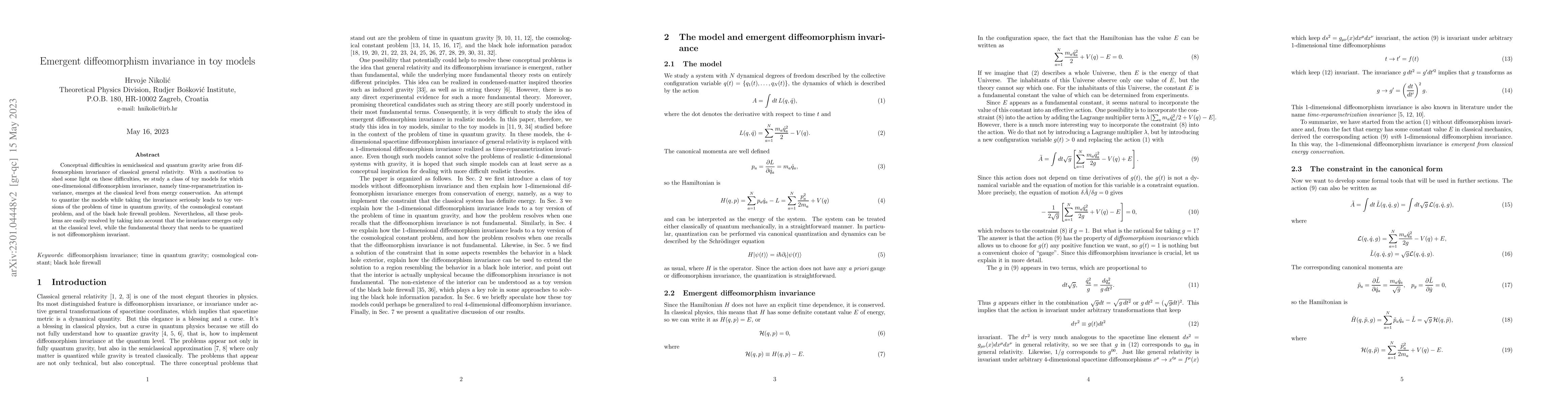 Thumbnail for Emergent diffeomorphism invariance in toy models